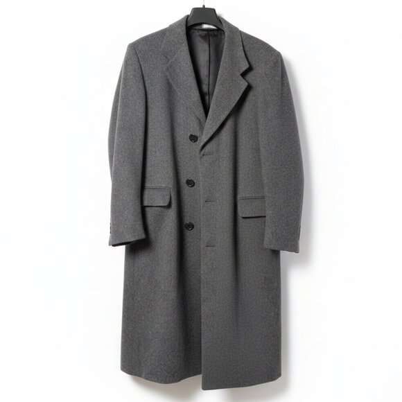 Vintage WM H. Leishman Men's Classic Gray Virgin Wool Trench Coat Size 40 R - Picture 1 of 5